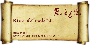 Riez Árpád névjegykártya