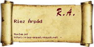 Riez Árpád névjegykártya