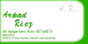 arpad riez business card